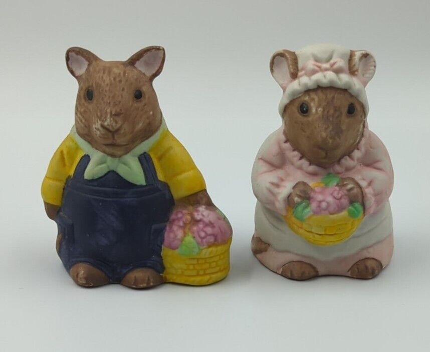 Vintage Ceramic Mr And Mrs Mouse Salt And Pepper Shakers