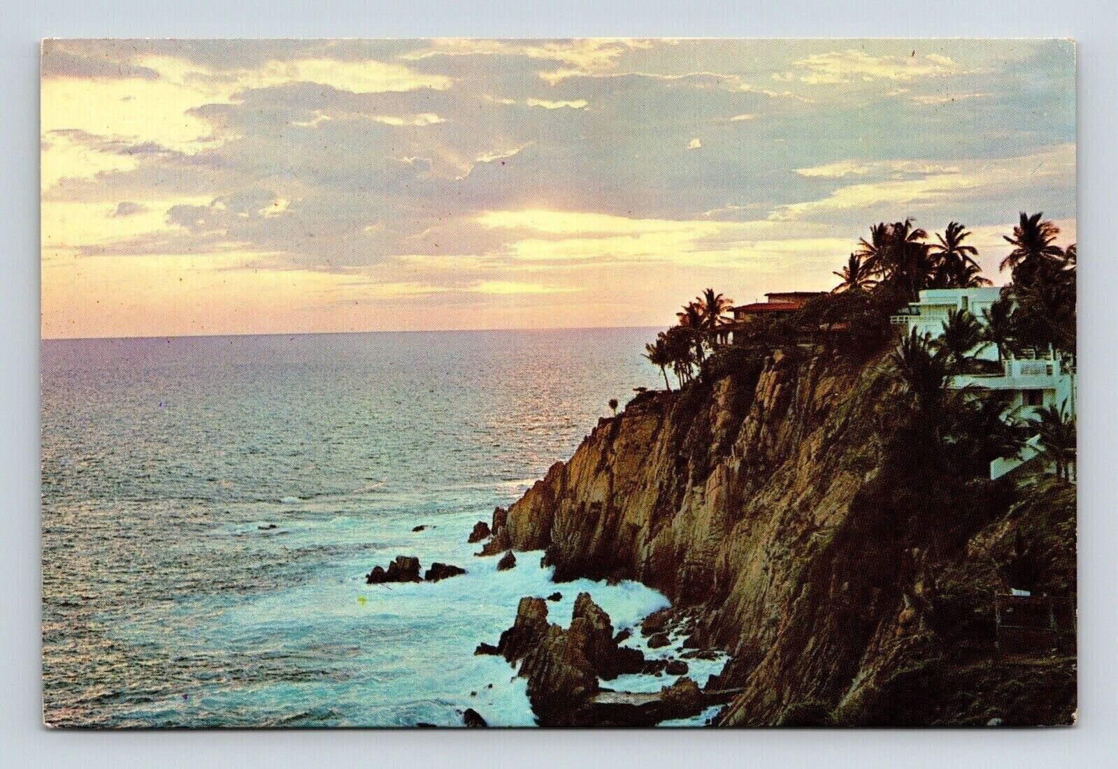Acapulco Mexico Scenic Tropical Sunset Coastline Chrome Cancel WOB Postcard