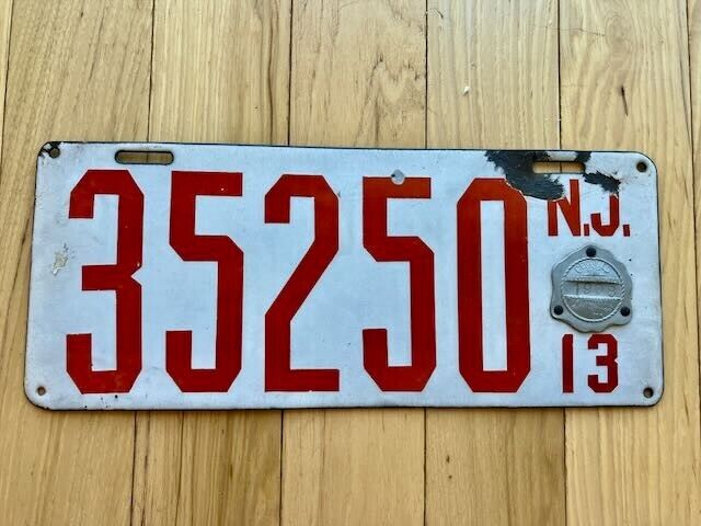 1913 New Jersey License Plate