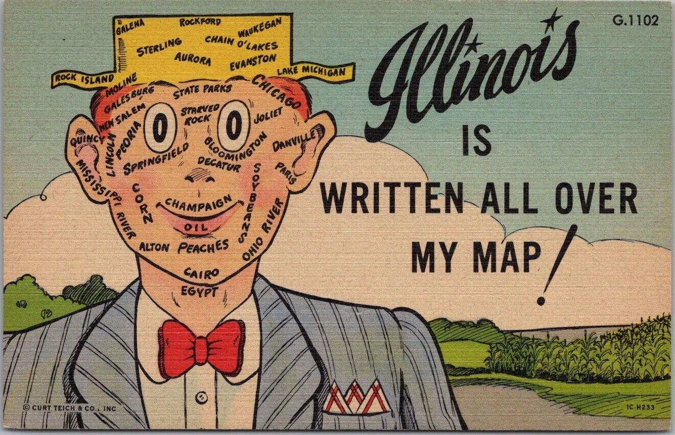 Vintage ILLINOIS Comic Postcard 