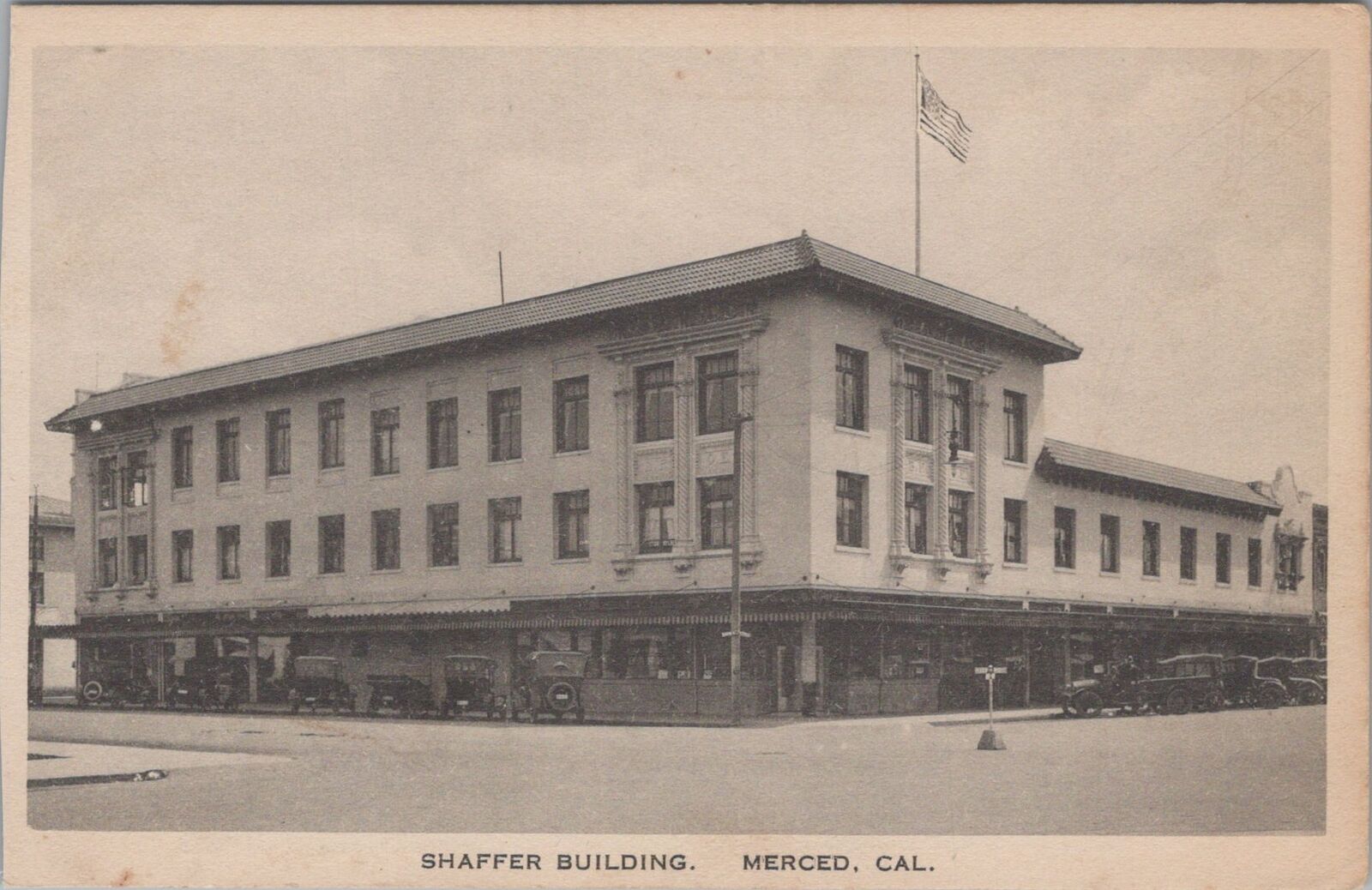 Shaffer Building, Merced, California Albertype Postcard