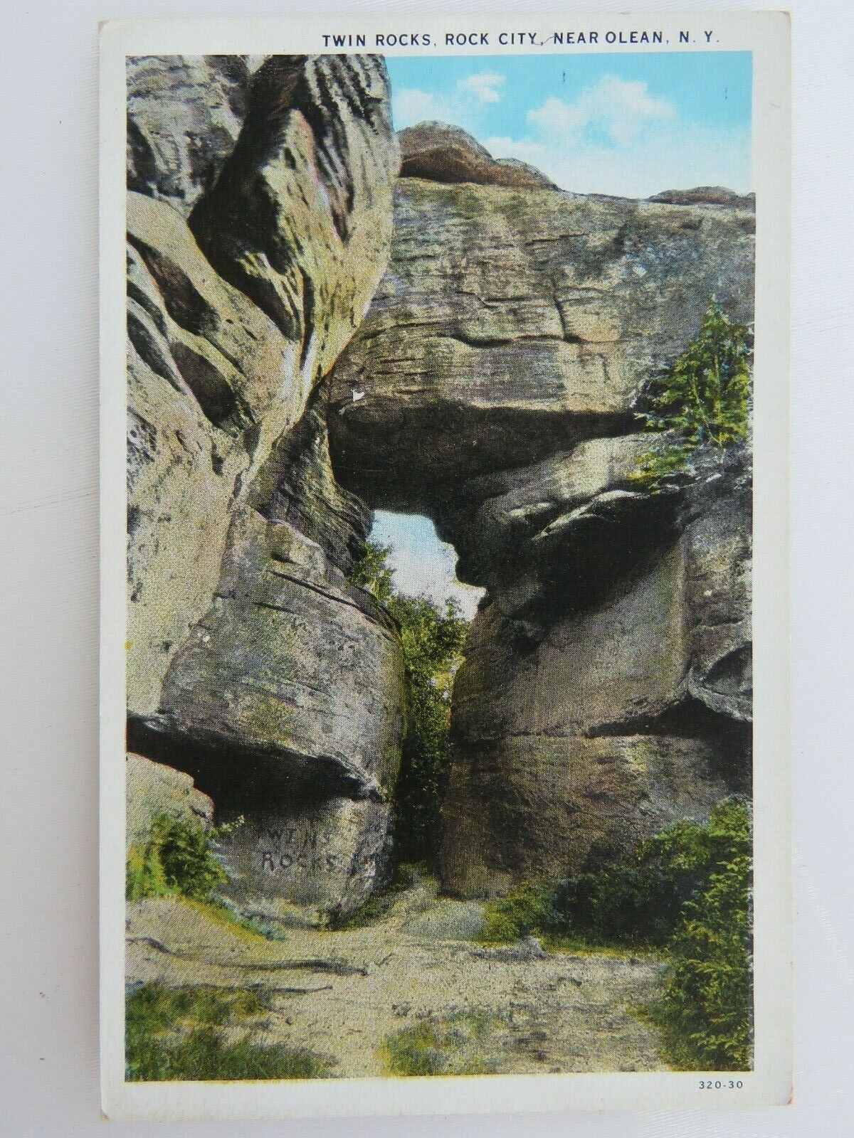 Vintage Postcard Twin Rocks Rock City Olean NY Hand Tinted A2515