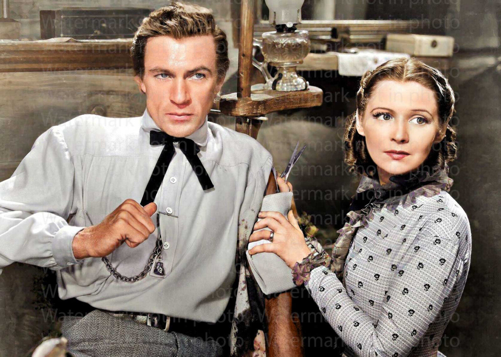 Helen Burgess & Gary Cooper in The Plainsman RARE COLOR Photo 602