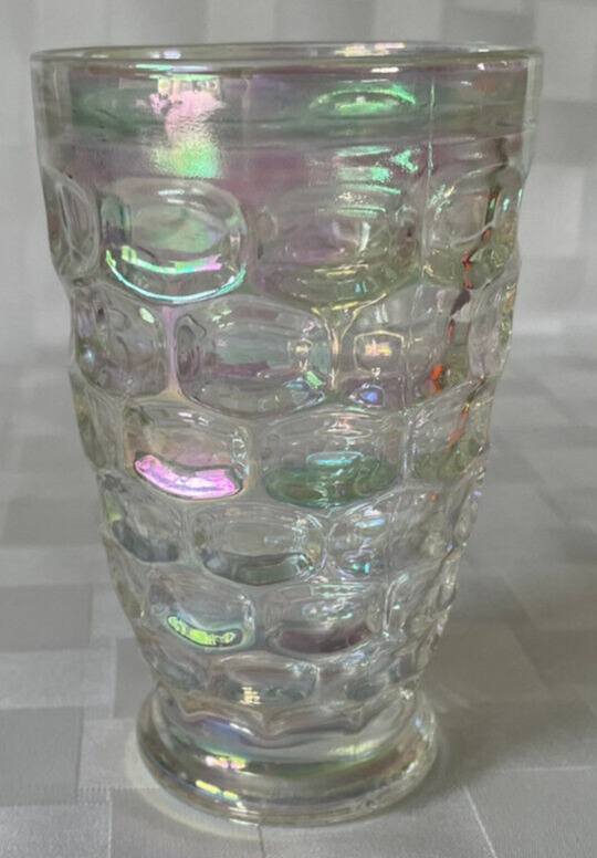 Vintage MID CENTURY 1960s Pressed COLONIAL Iridescent FEDERAL GLASS 10oz Tumbler