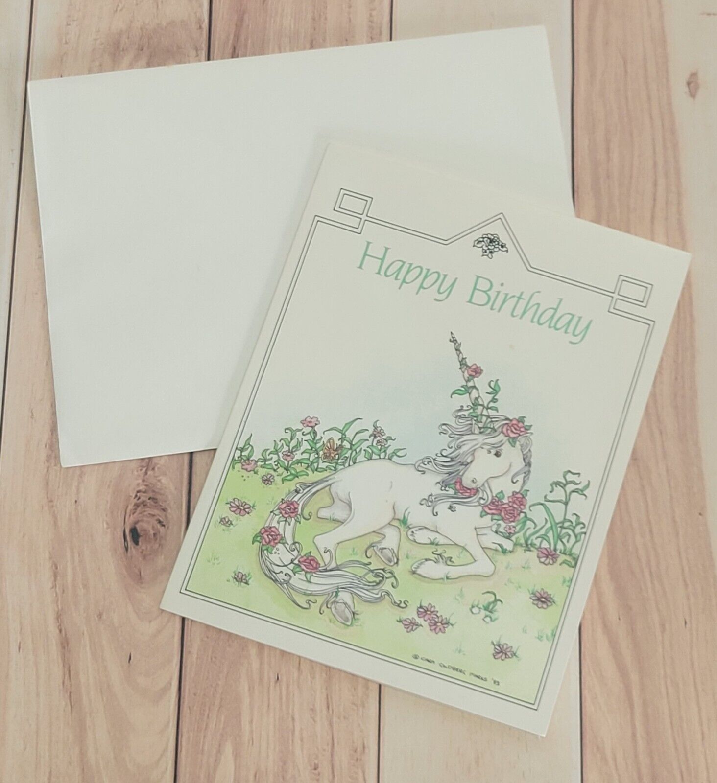 Vtg 1983 Happy Birthday Unicorn Cara Glodberg Marks Renaissance Greeting Card 