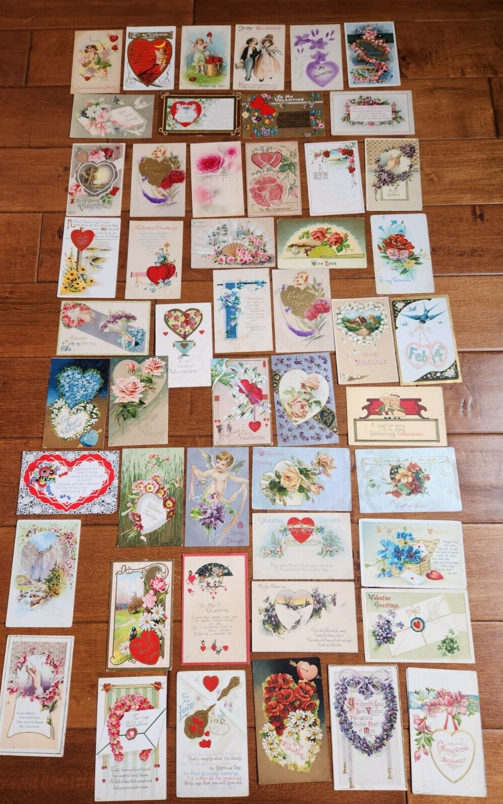 LOT 50 Early 1900\'sValentine Postcards Cherubs Hearts Flowers Nicely Embossed