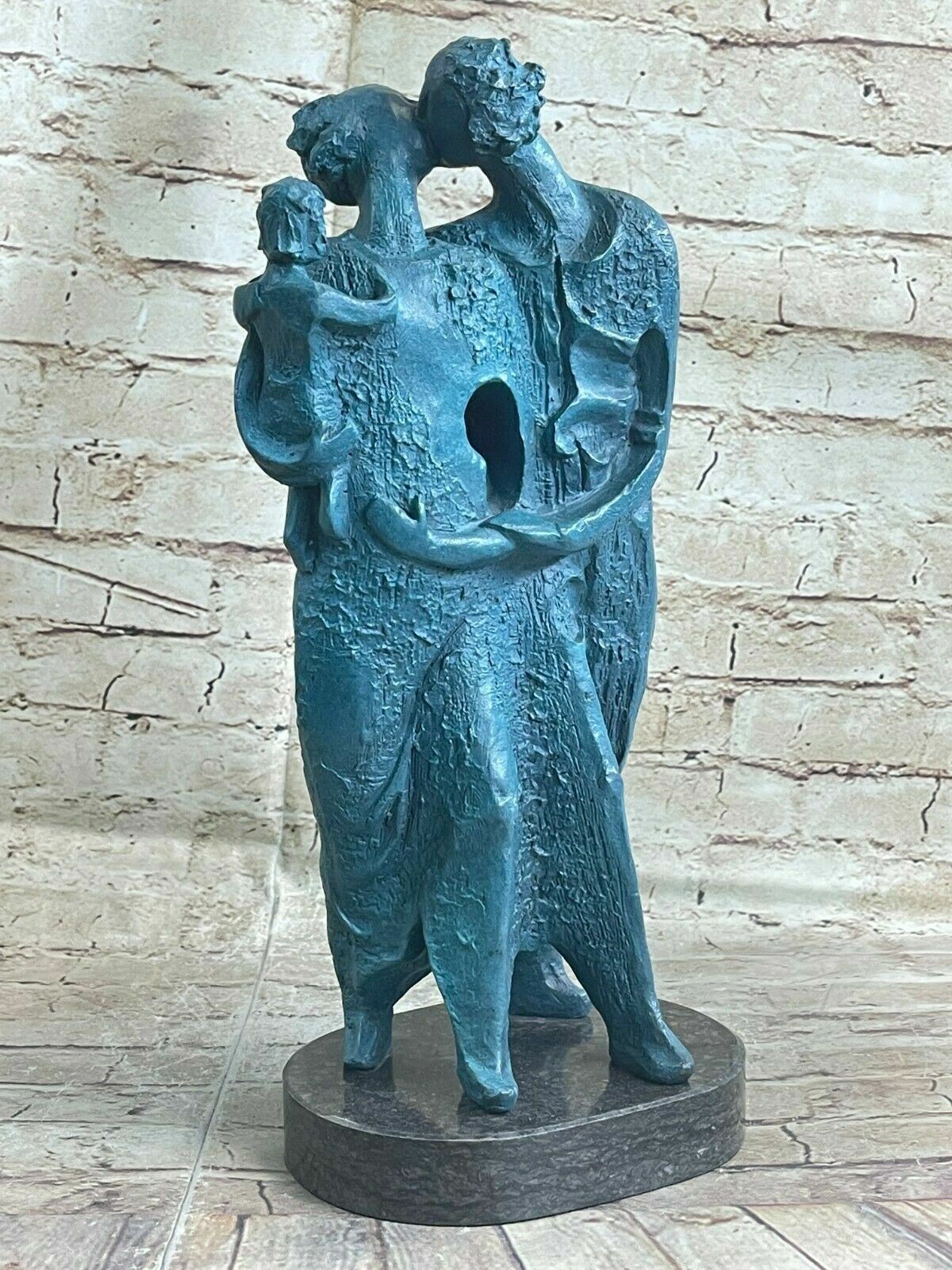 Modern Art Mid Century Man Woman and Baby by Salvador Dali Bronze Sculpture Stat