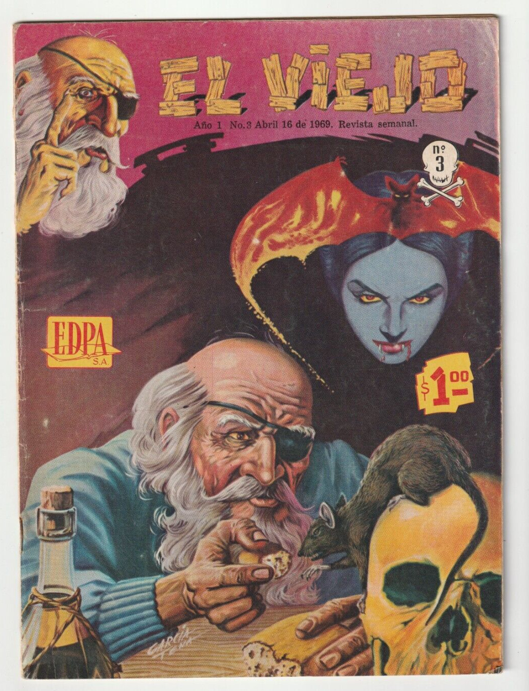 El Viejo #3 - Silver Age Mexican Horror - Garcia Tena Cover - Mexico 1969