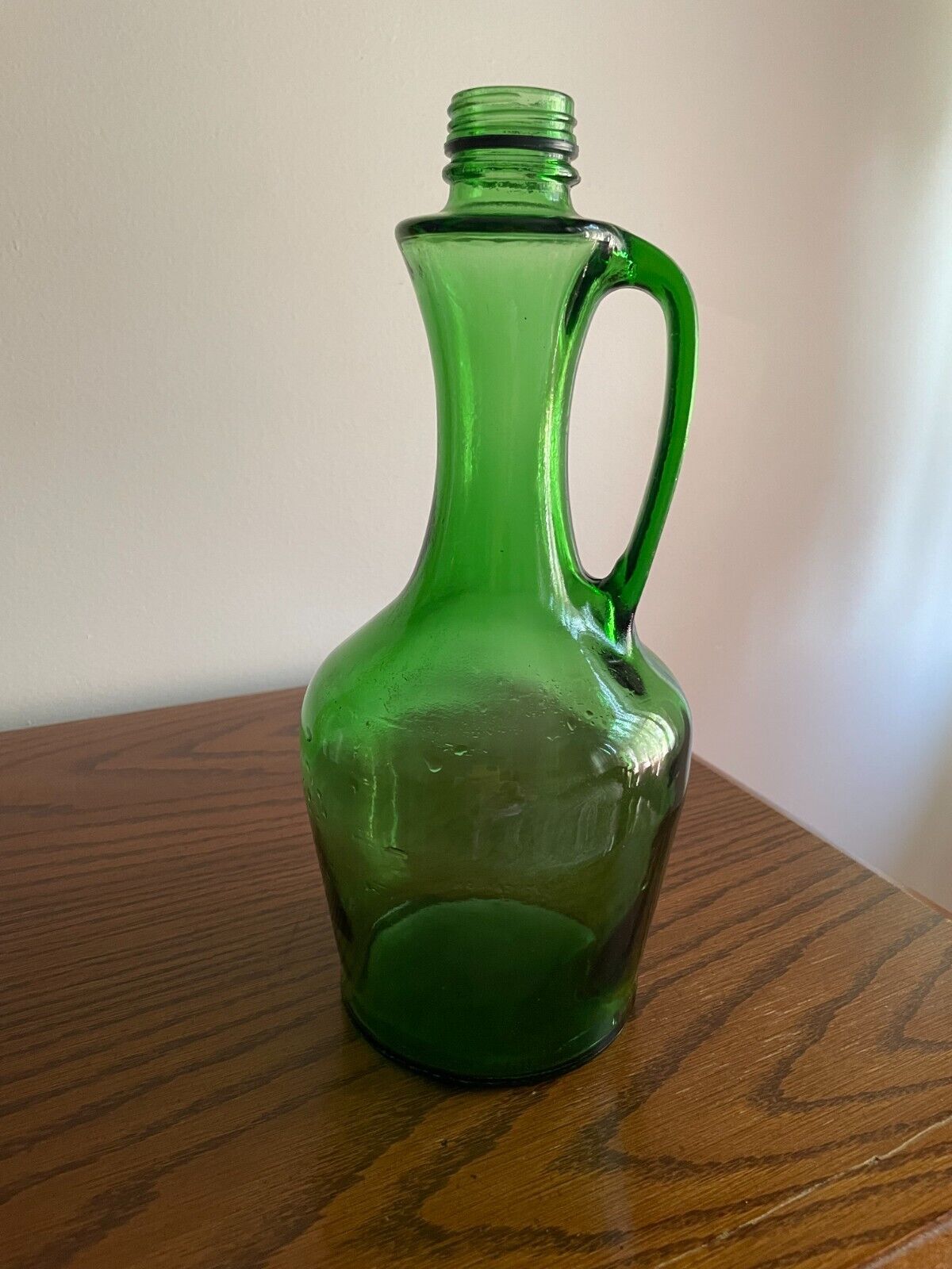 Vintage Green Glass 2/5 Gallon Jug with Handle 12\
