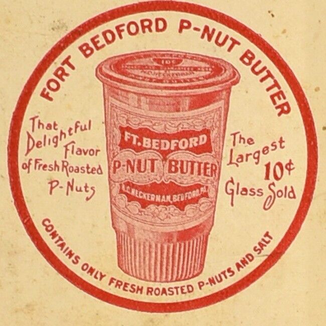 1900s Fort Bedfort P-Nut Butter Hand Fan M.T. Hibbard Store Brookfield New York