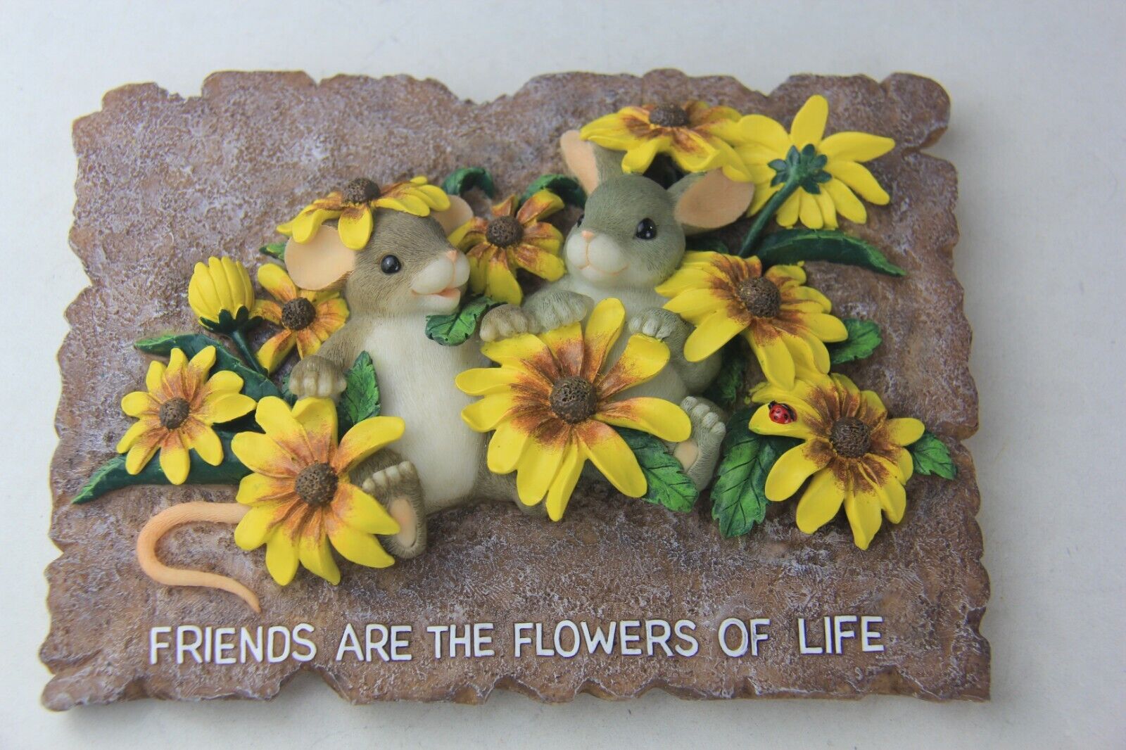 CHARMING TAILS SPRING GARDEN FRIENDS ARE THE FLOWERS OF LIFE MOUSE WALL PLAQUE