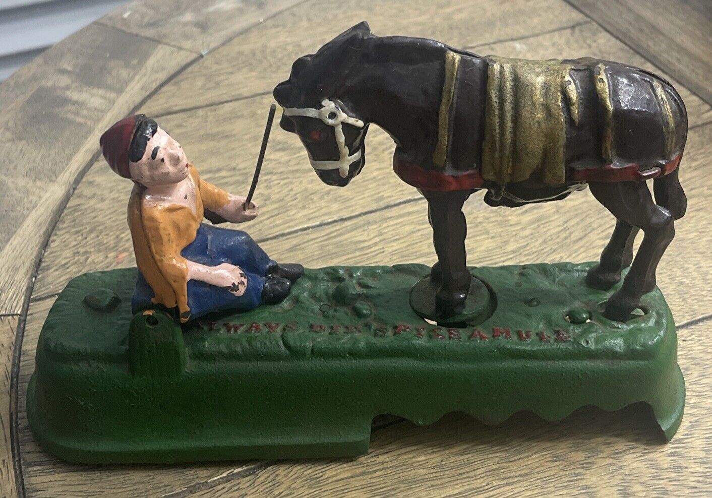 Vintage Mule and Man  Cast Iron Mechanical Bank- Vintage Working Collectible