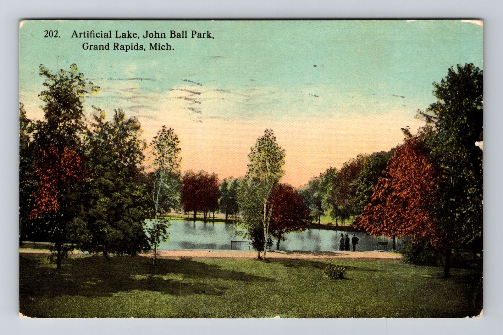 Grand Rapids MI-Michigan, John Ball Park Artificial Lake c1912 Vintage Postcard