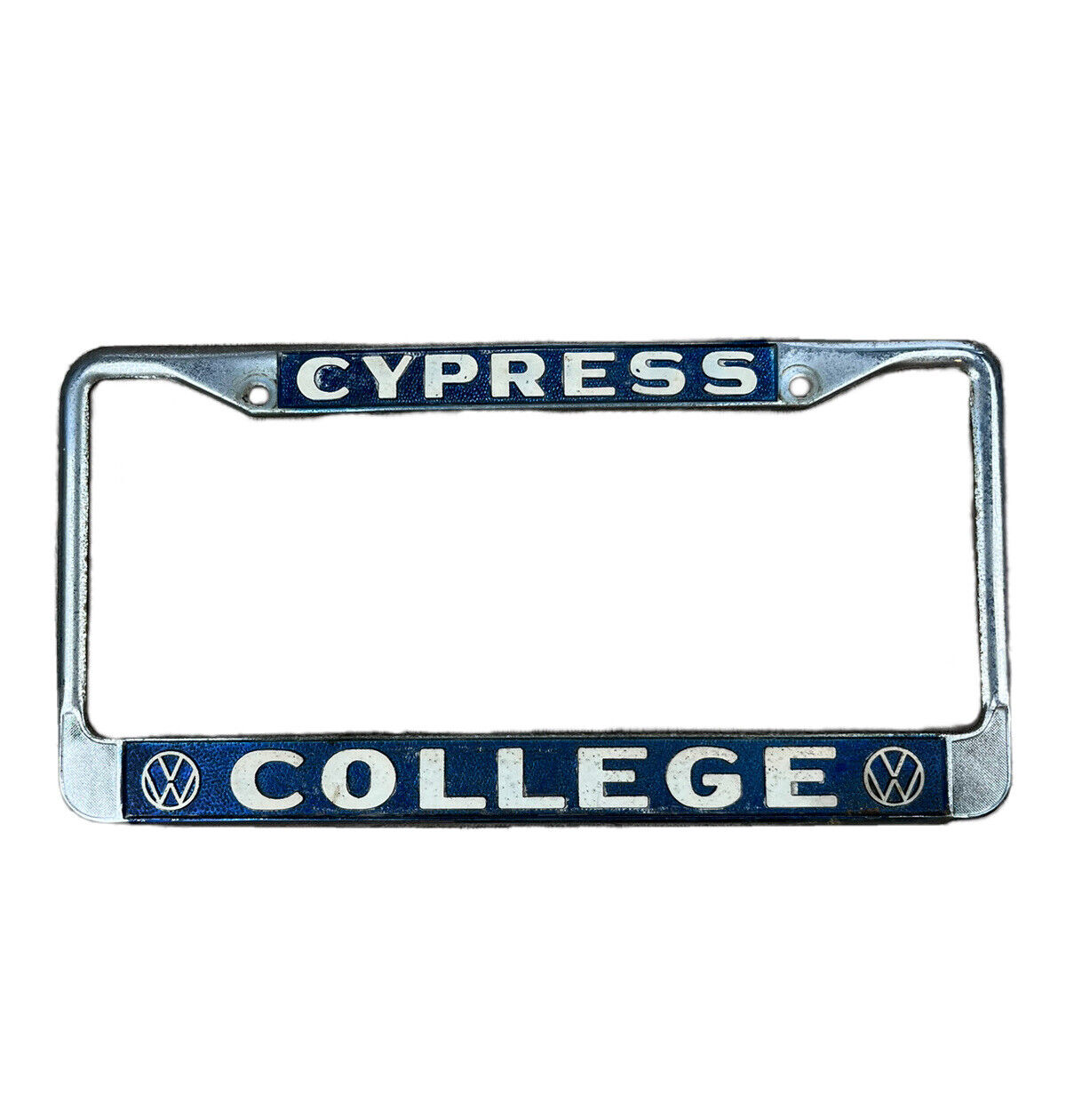 Cypress California College Volkswagen VW Vintage License Plate Frame Auto