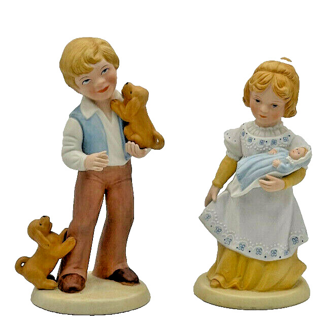 Vintage Lot of 2 Avon Figurines Best Friends and Mother\'s Love Boy and Girl-CRC