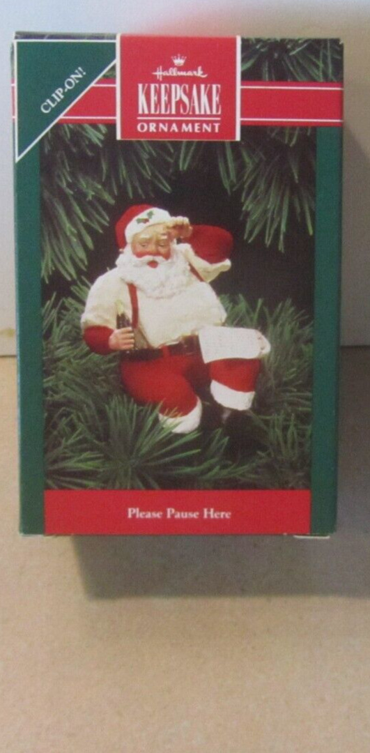 Hallmark Ornament  1992 Please Pause Here Coke Santa  (NEW)