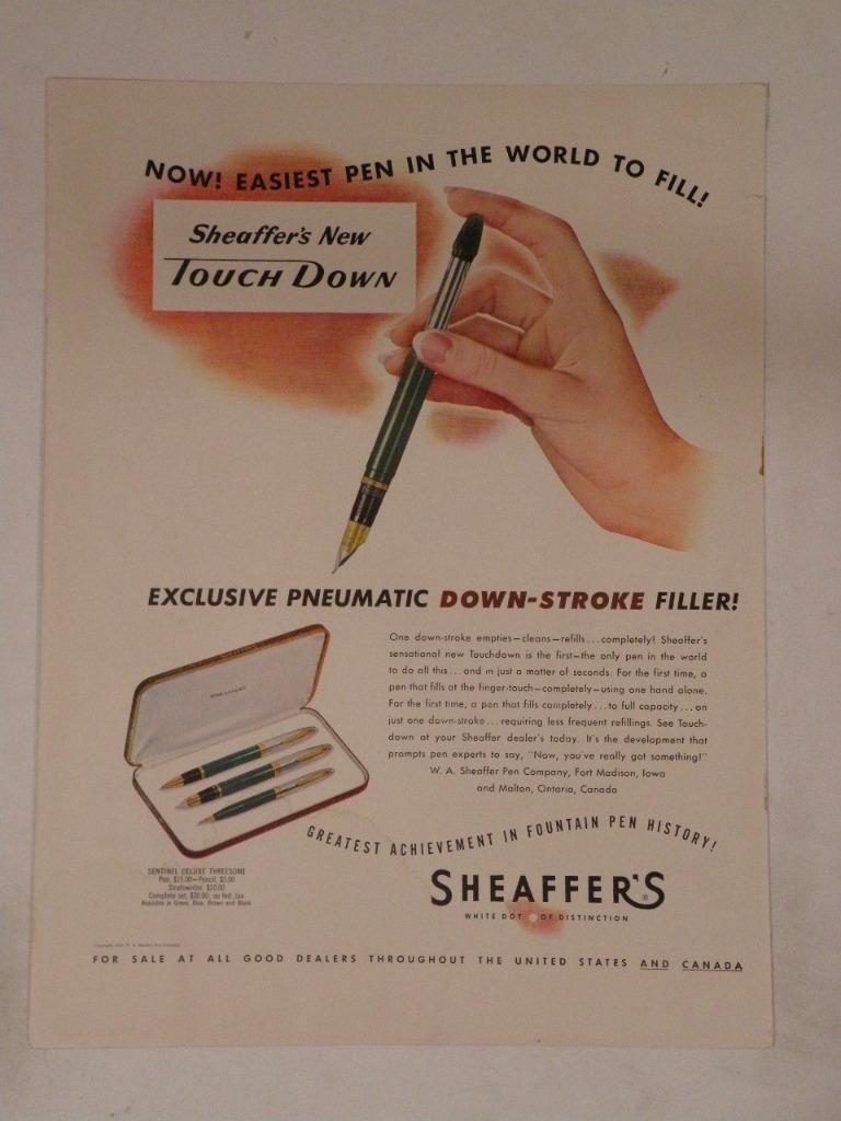 Magazine Ad* - 1949 - Sheaffer\'s Pens - Sentinel Deluxe