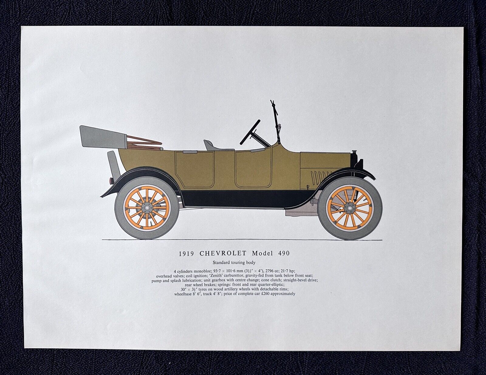1919 Cheverolet Model 490 Car Large Art Print George Oliver