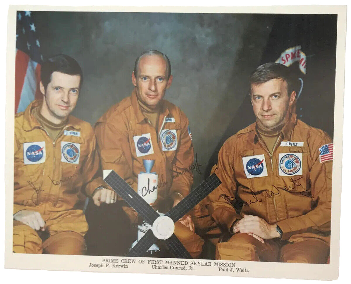 Vtg NASA Skylab Crew Photo 8 x 10 Signed Autographed Kerwin Conrad Weitz