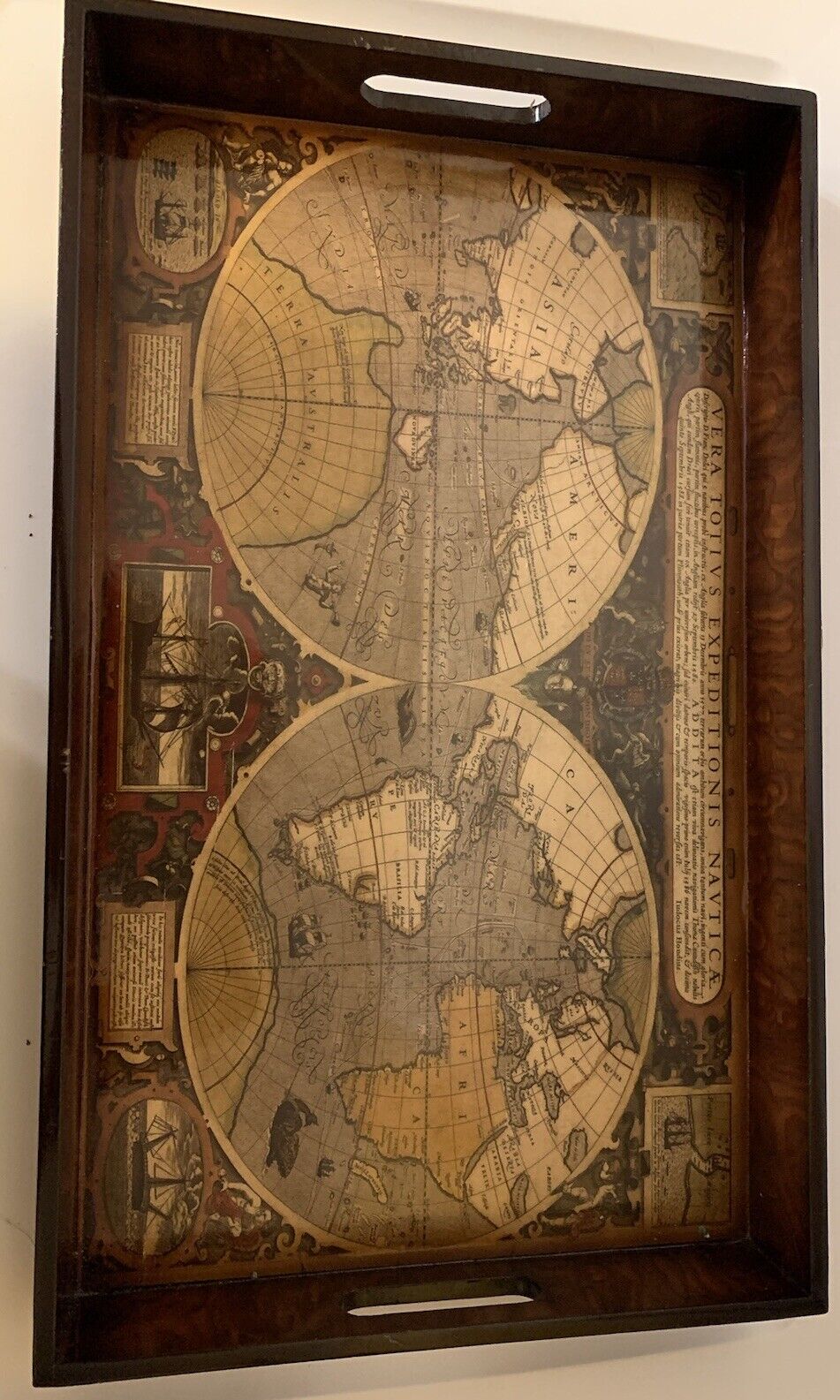 Vintage 1960's Old World Map Tray