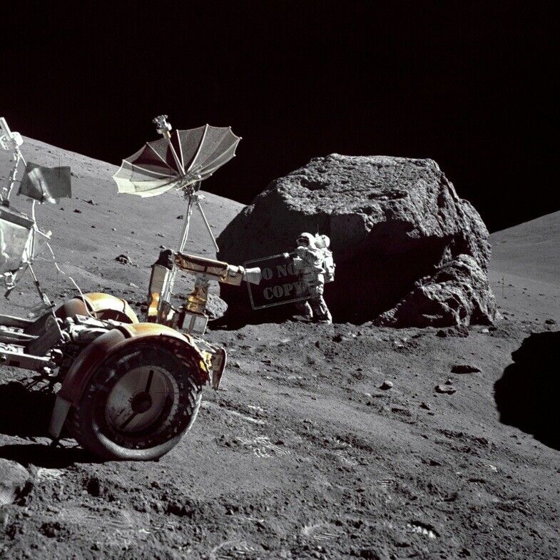 Astronaut Harrison H. Schmitt boulder Moonwalk EVAs Apollo 17 24X24 PHOTOGRAPH