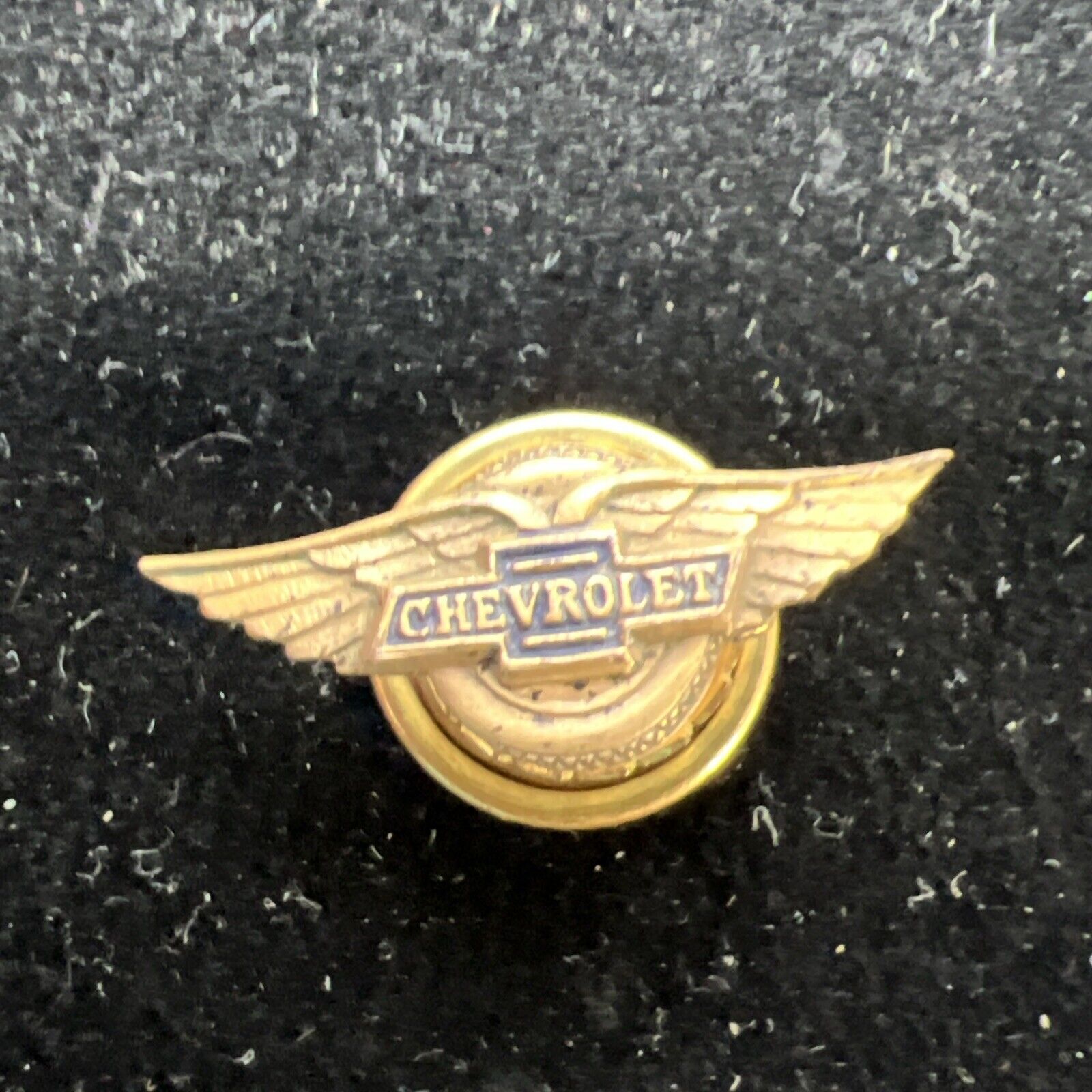 VINTAGE CHEVROLET BADGE Lapel PIN CHEVY Gold Bow tie Wings