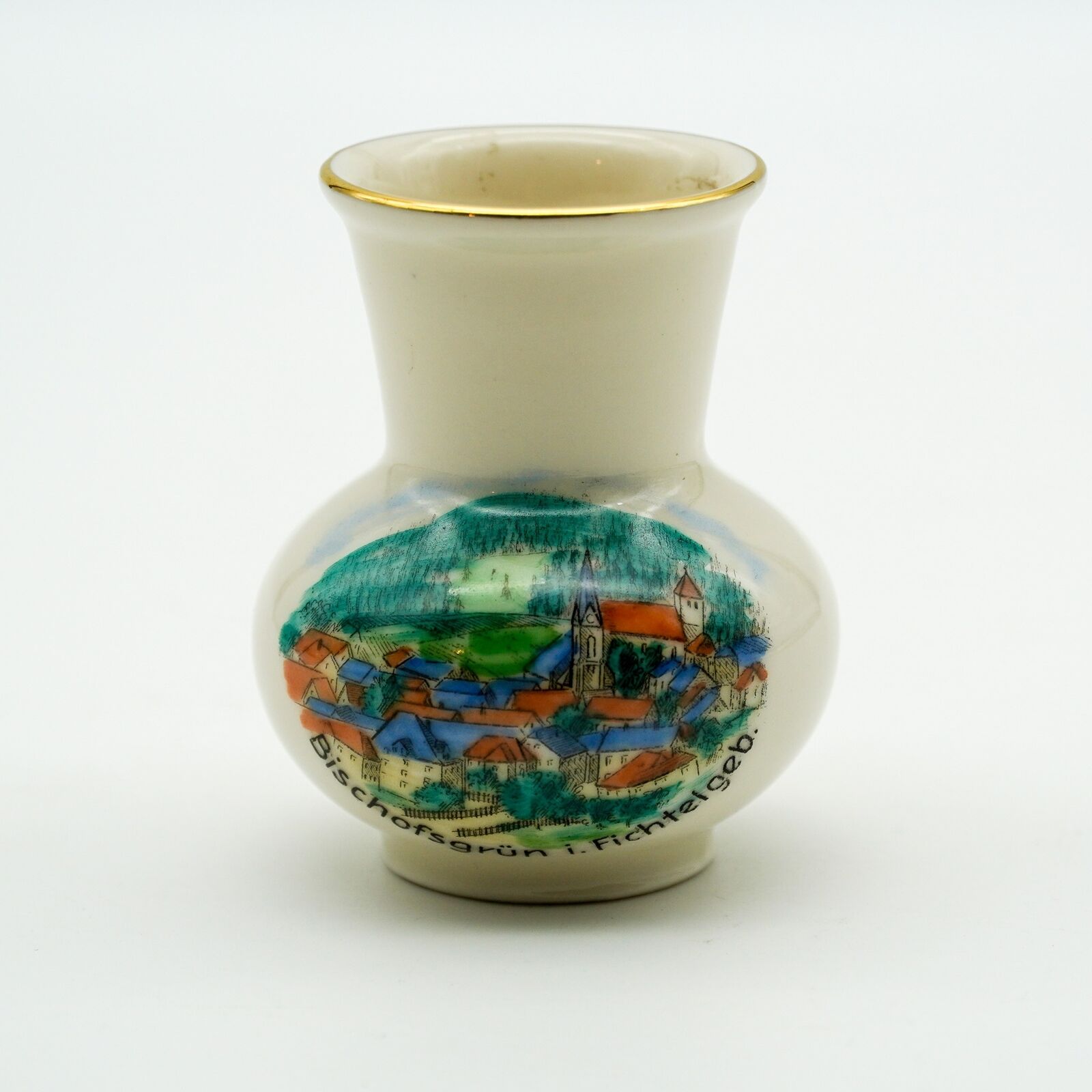 Vintage Handgemalt Bavaria Waldershof Souvenir Bischofsgrun Fichtelgeb Mini Vase