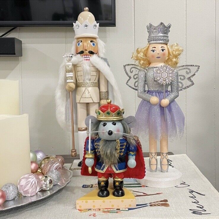 Set Of 3 Nutcrackers/Fairy/Mouse King/Soldier