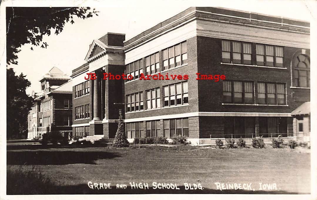 IA, Reinbeck, Iowa, RPPC, Grade & High School Buildings, 1943 PM, Photo