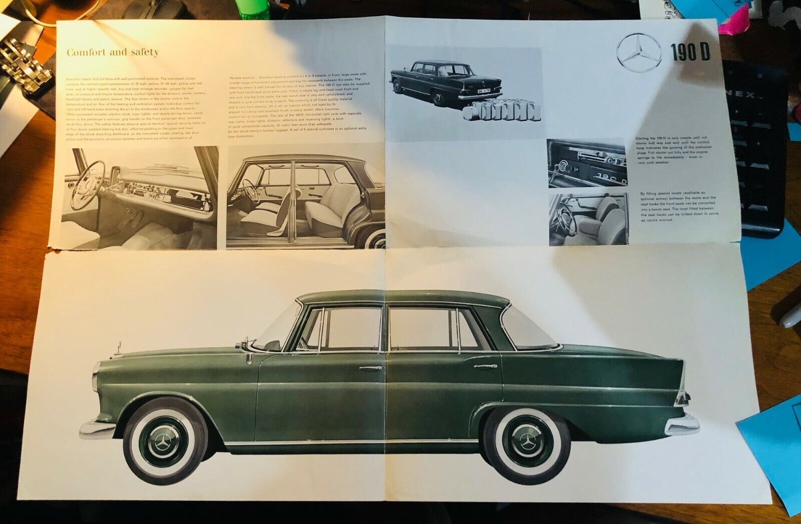 Original 1962 Mercedes-Benz 190D Sales Brochure P2233 w/Stat Sheet Germany