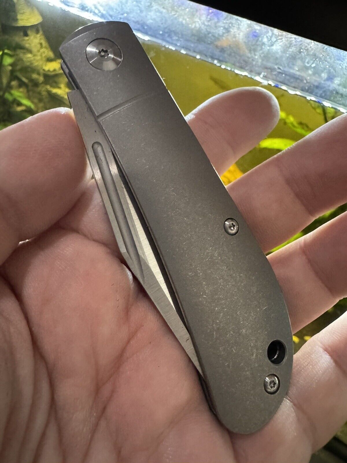 J.E. Made Slip Joint Knife Satin M390 Smooth Stonewashed Titanium