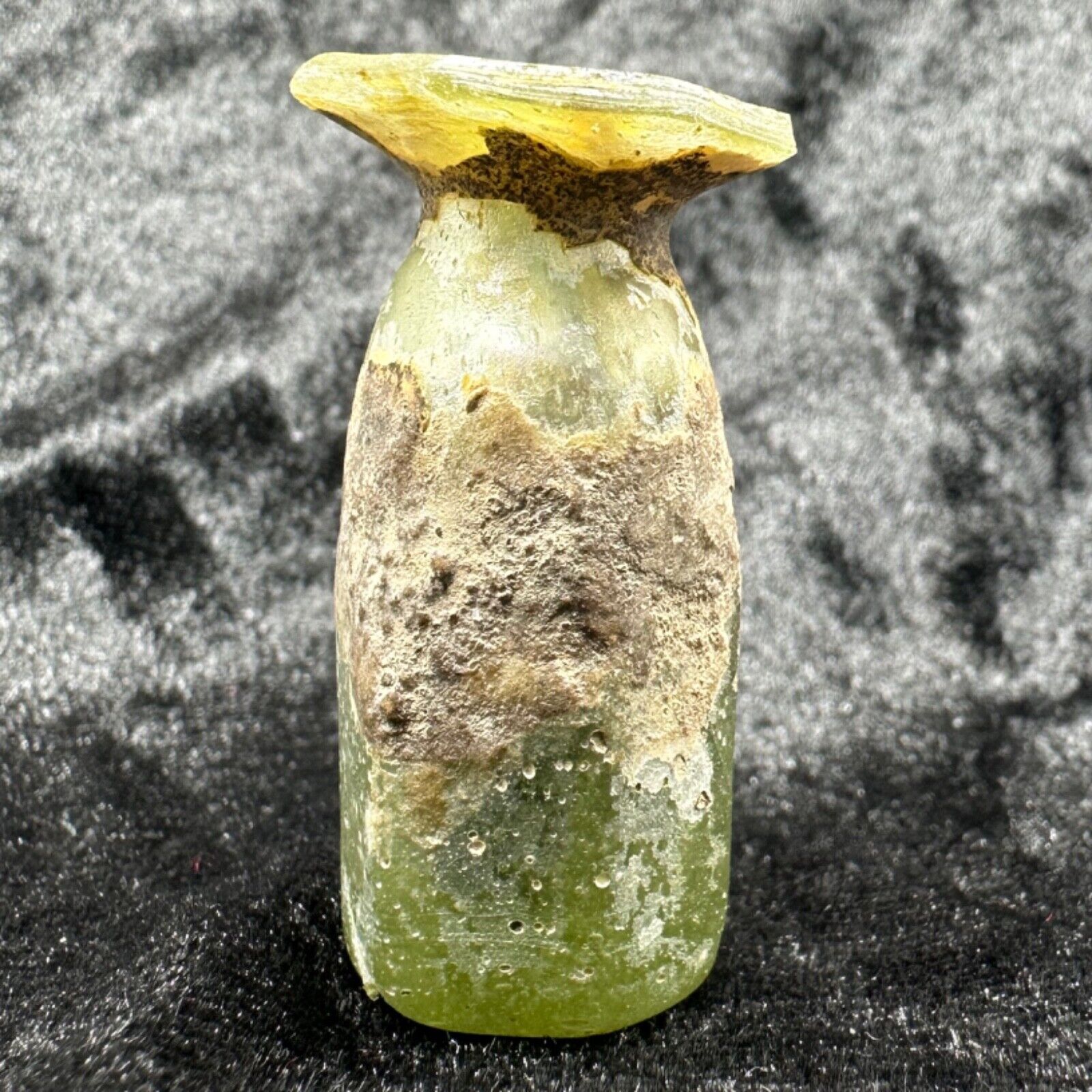 Genuine Ancient Roman Glass Tiny Ink Bottle With Immaculate Patina