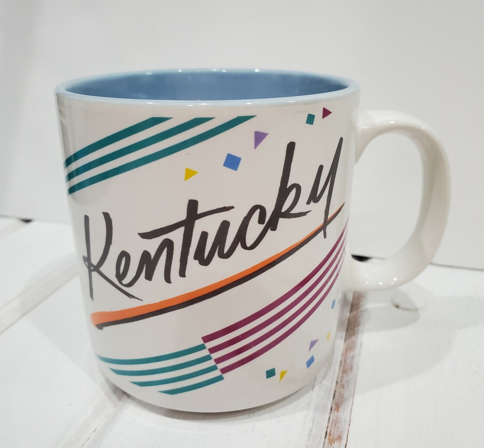 Vintage Retro Papel Kentucky State KY Mug Blue Inside