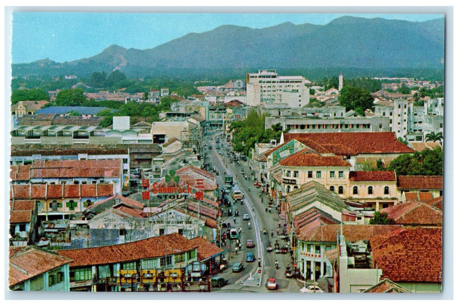c1960\'s A Buy Spot of Penang Centre is Penang Road Malaysia Vintage Postcard