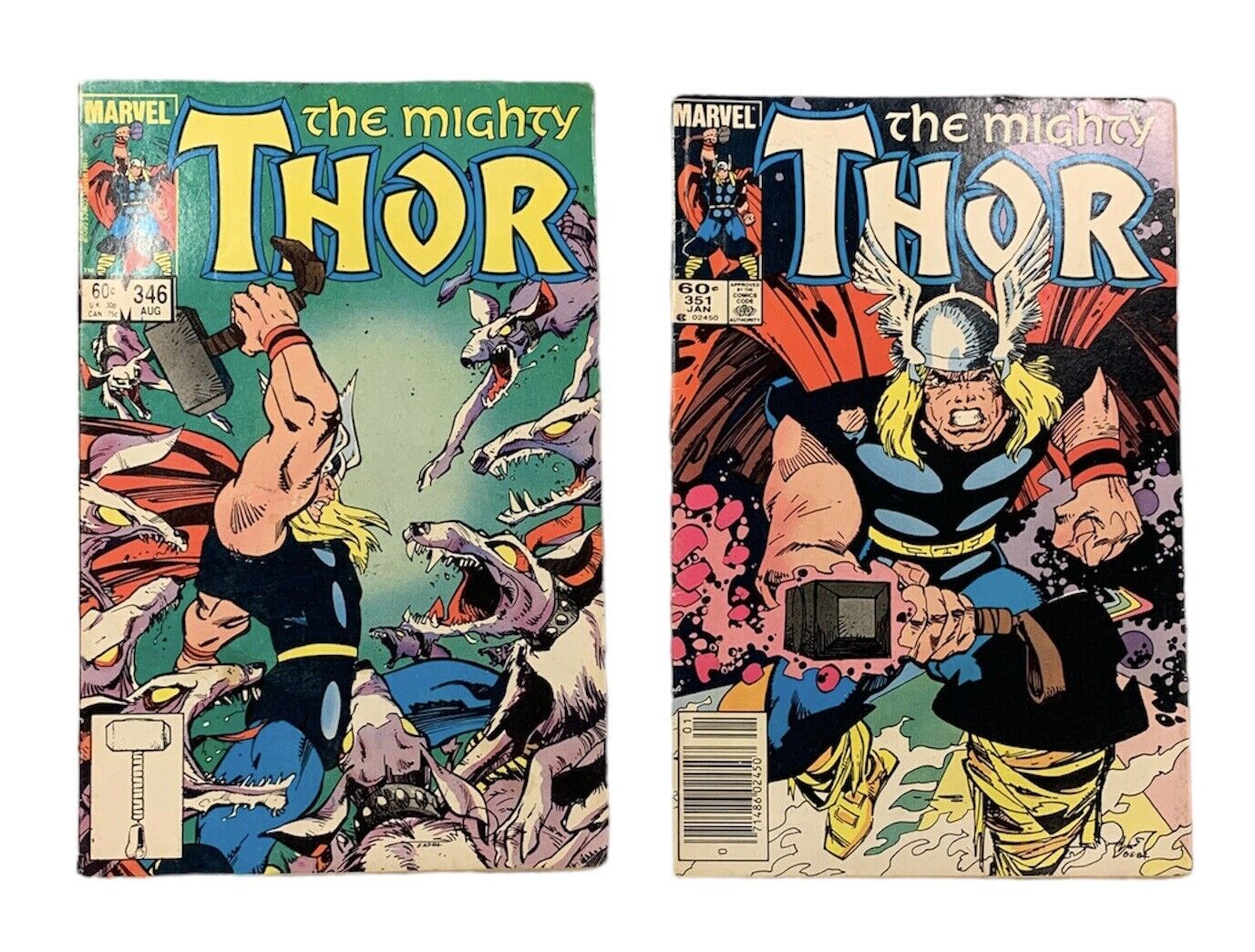 Thor Comic #346 and #351 Marvel Universe 1984 The Mighty Thor Copper Age