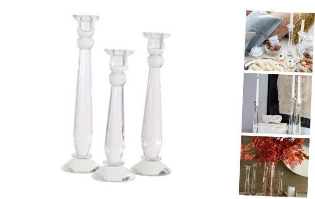 Crystal Candlesticks — by Alice Lane Home Collection — Set of 3 — Decorative 