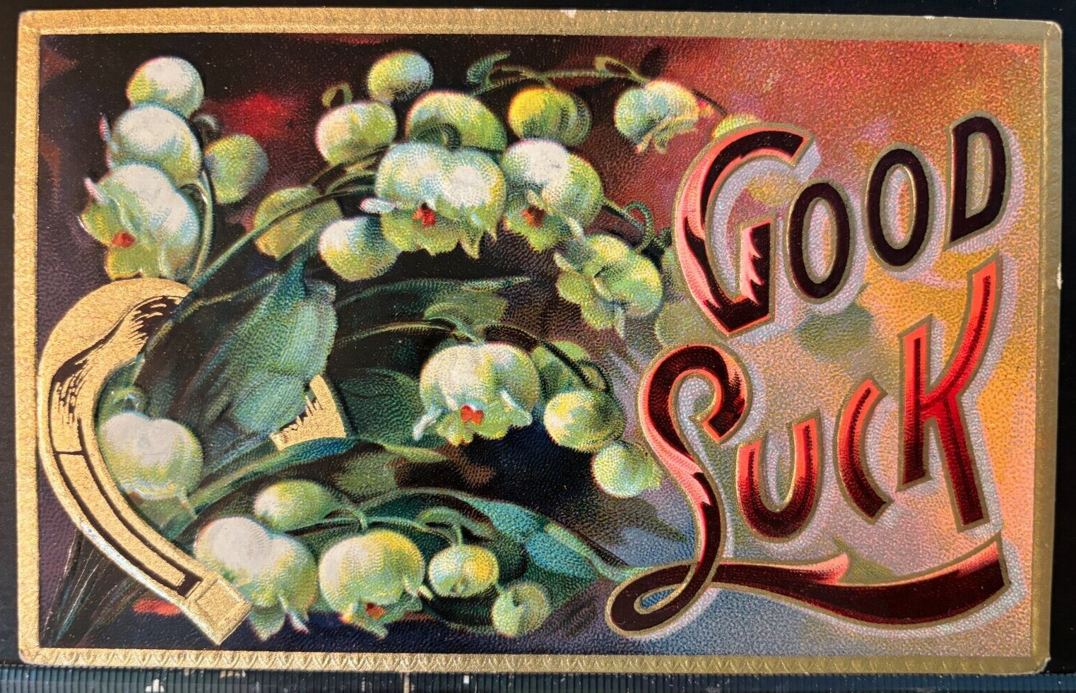 Vintage Victorian Postcard 1909 Good Luck (Lily of the Valley)