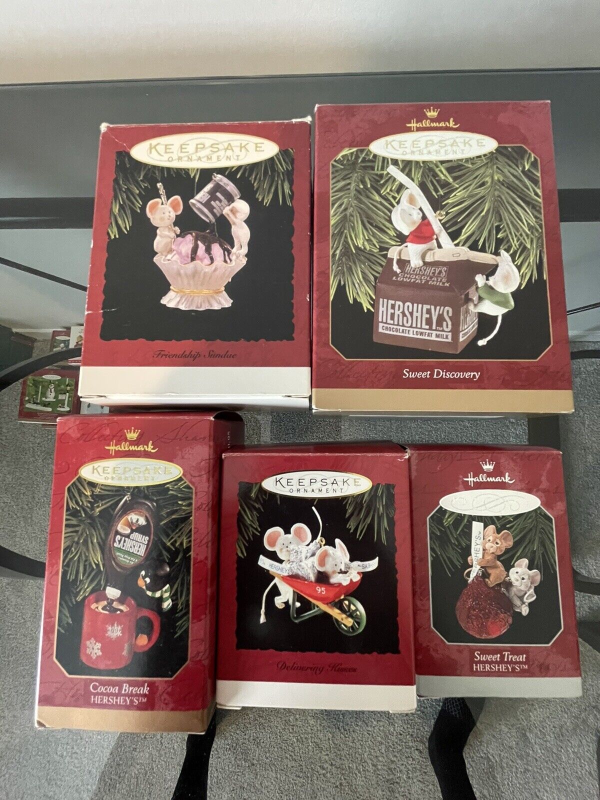 Lot of 5 Hallmark Keepsake Ornaments - Hershey\'s Chocolate / Cocoa Themed