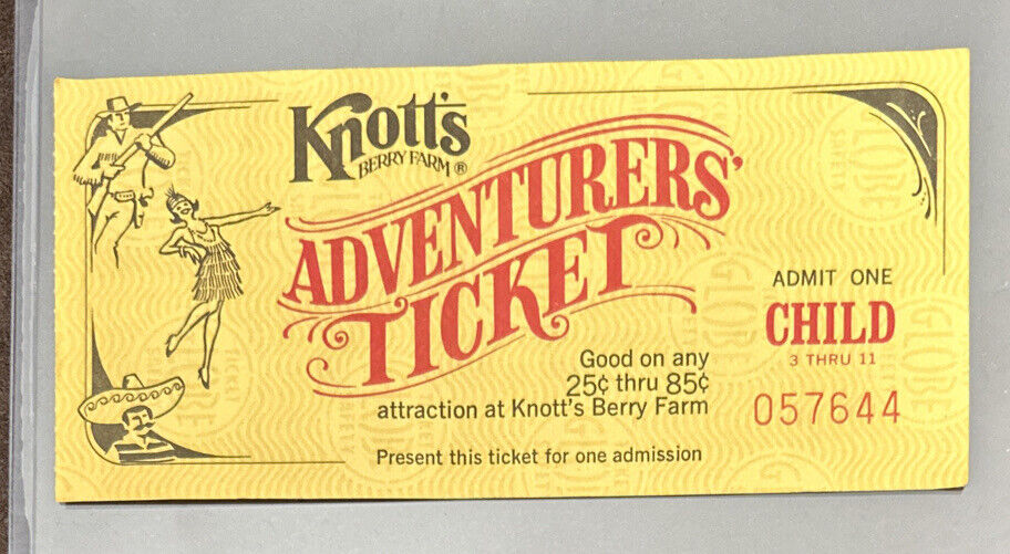 Vintage 1970s Knott\'s Berry Farm Golden Adventures Child Ticket - Looks Great