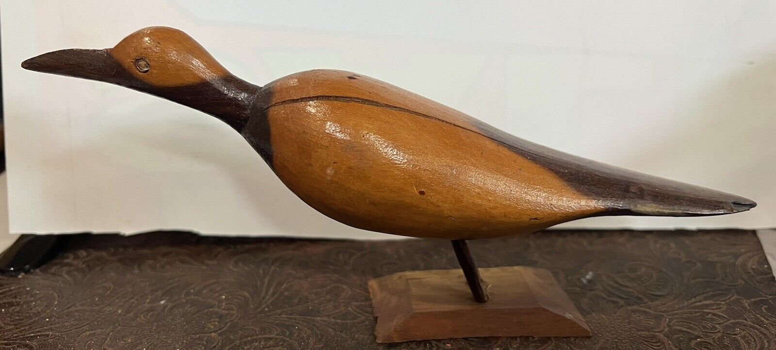 Vintage Hand Carved Folk Art Wooden Shore Bird Figure