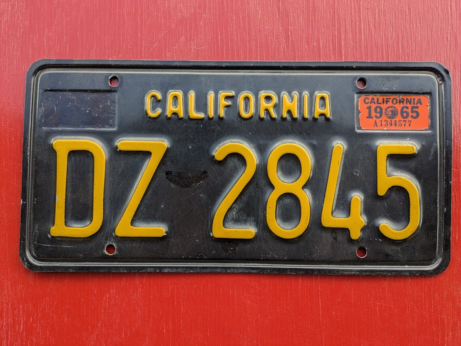 1965 California license plate DZ 2845