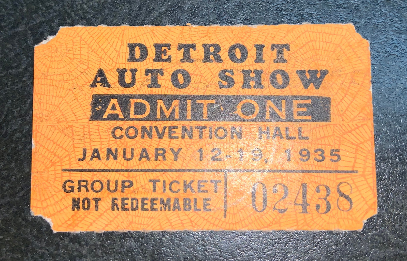 1935 Detroit Auto Show Ticket - Michigan / Automotive History /