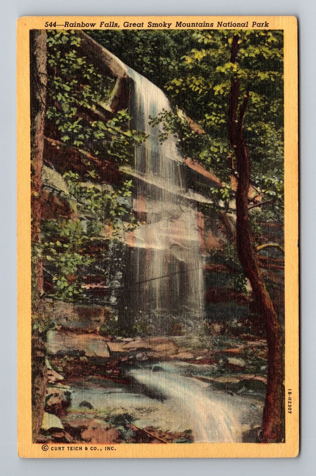 Smoky Mountains, TN-Tennessee, Rainbow Falls  Vintage Souvenir Postcard