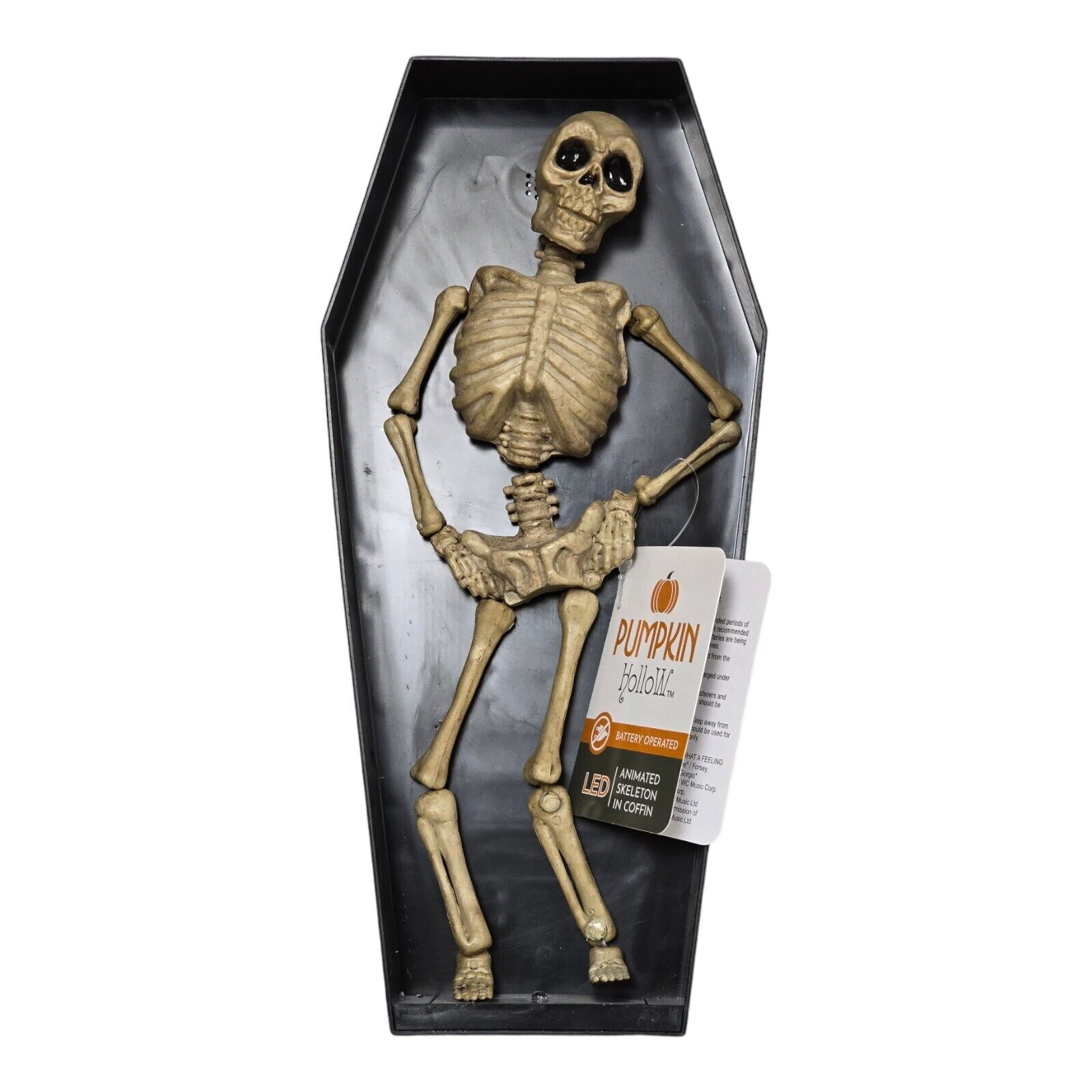 Animated Skeleton Coffin Spooky LED Pumpkin Hollow Halloween Party  Prop Decor