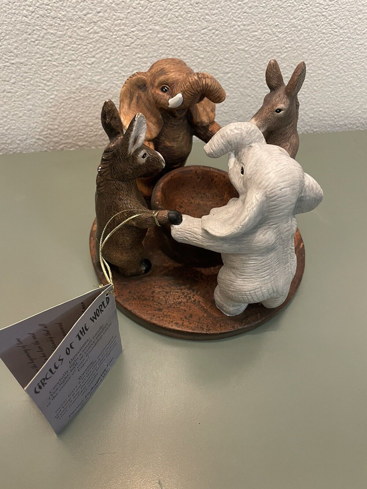 Penco Candle Holder Circles Of The World Elephants Donkeys Ceramic