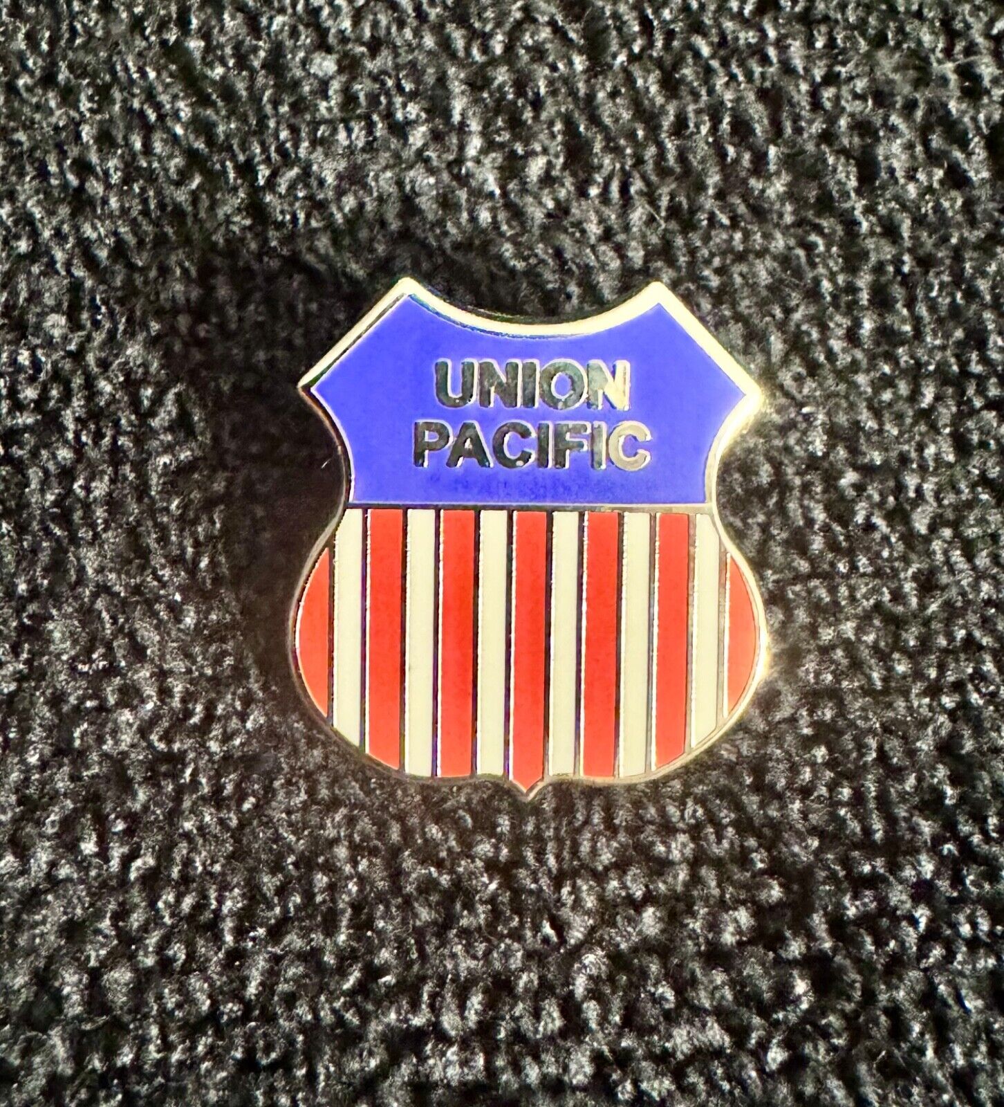 Union Pacific Railroad Shield Lapel Pin for hats , vests , shirts or a gift