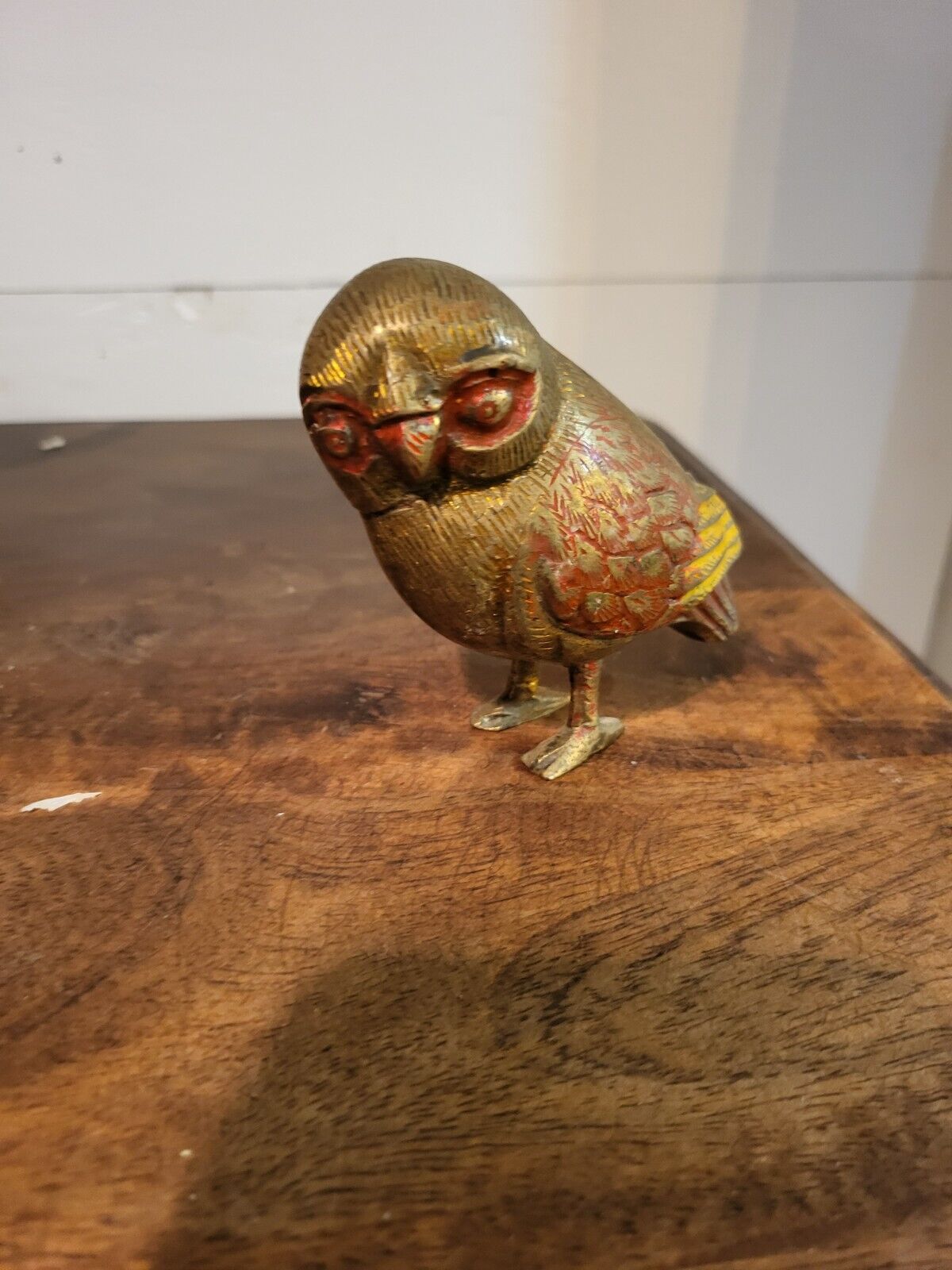 Vintage Brass Standing Owl