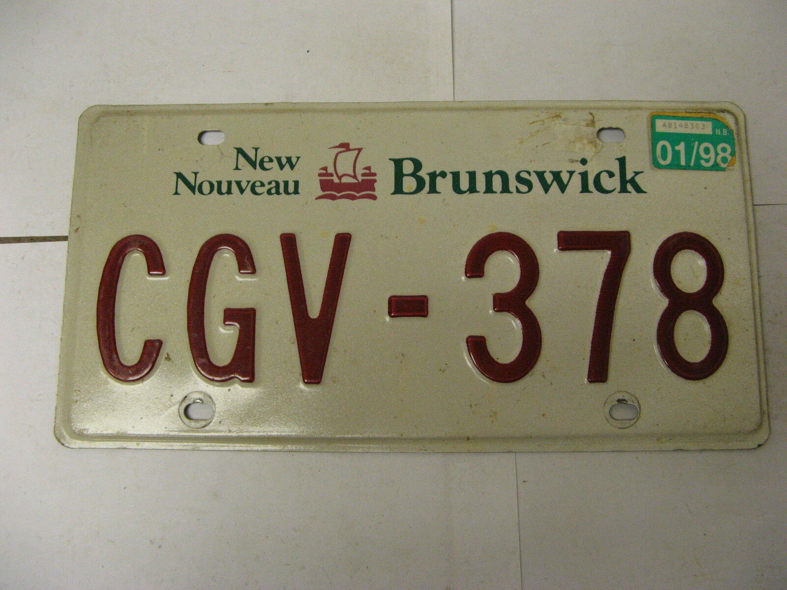 1998 98 New Brunswick NB License Plate CGV-378