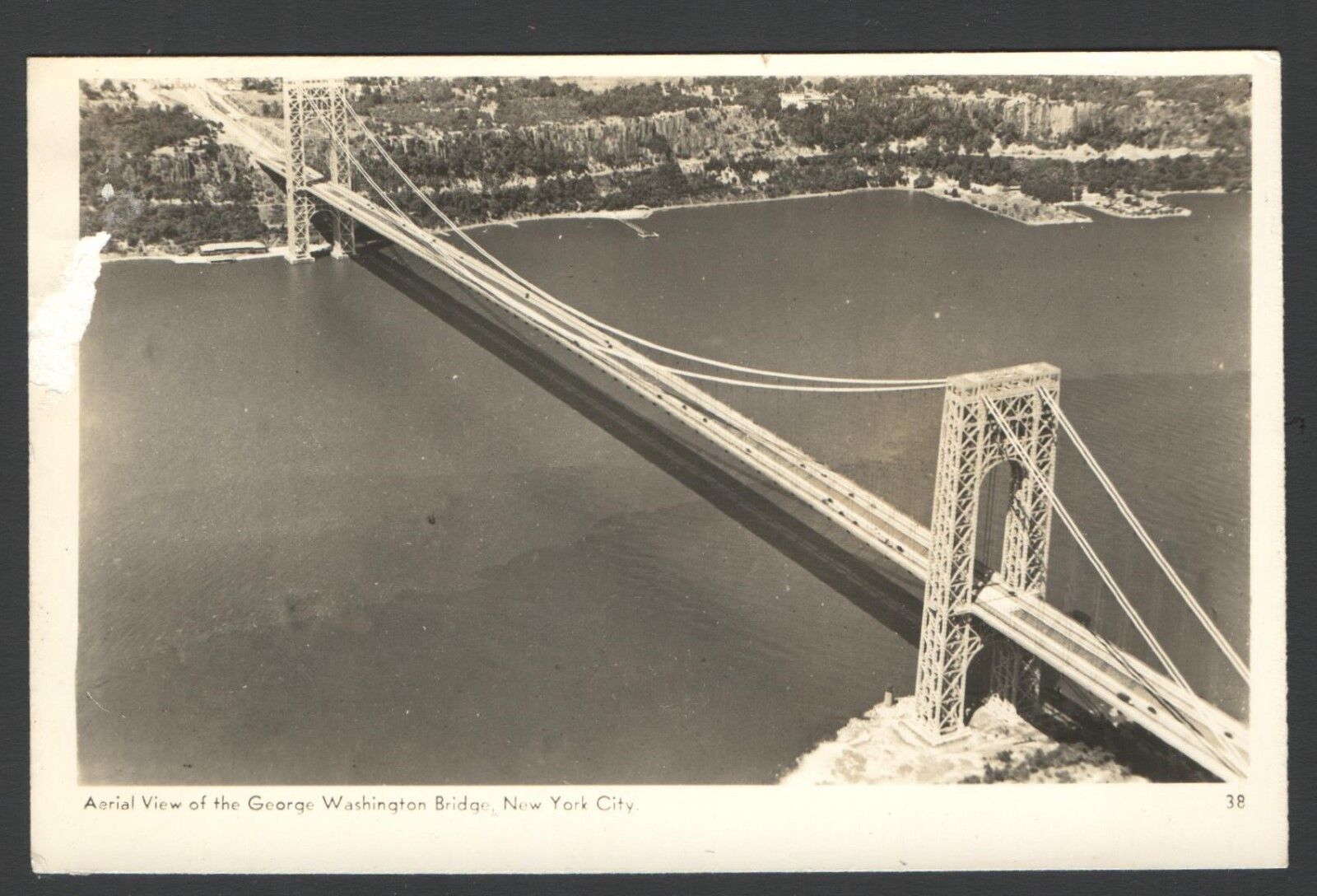 1940\'s RPPC Postcard Aerial View of the George Washington Bridge, New York City