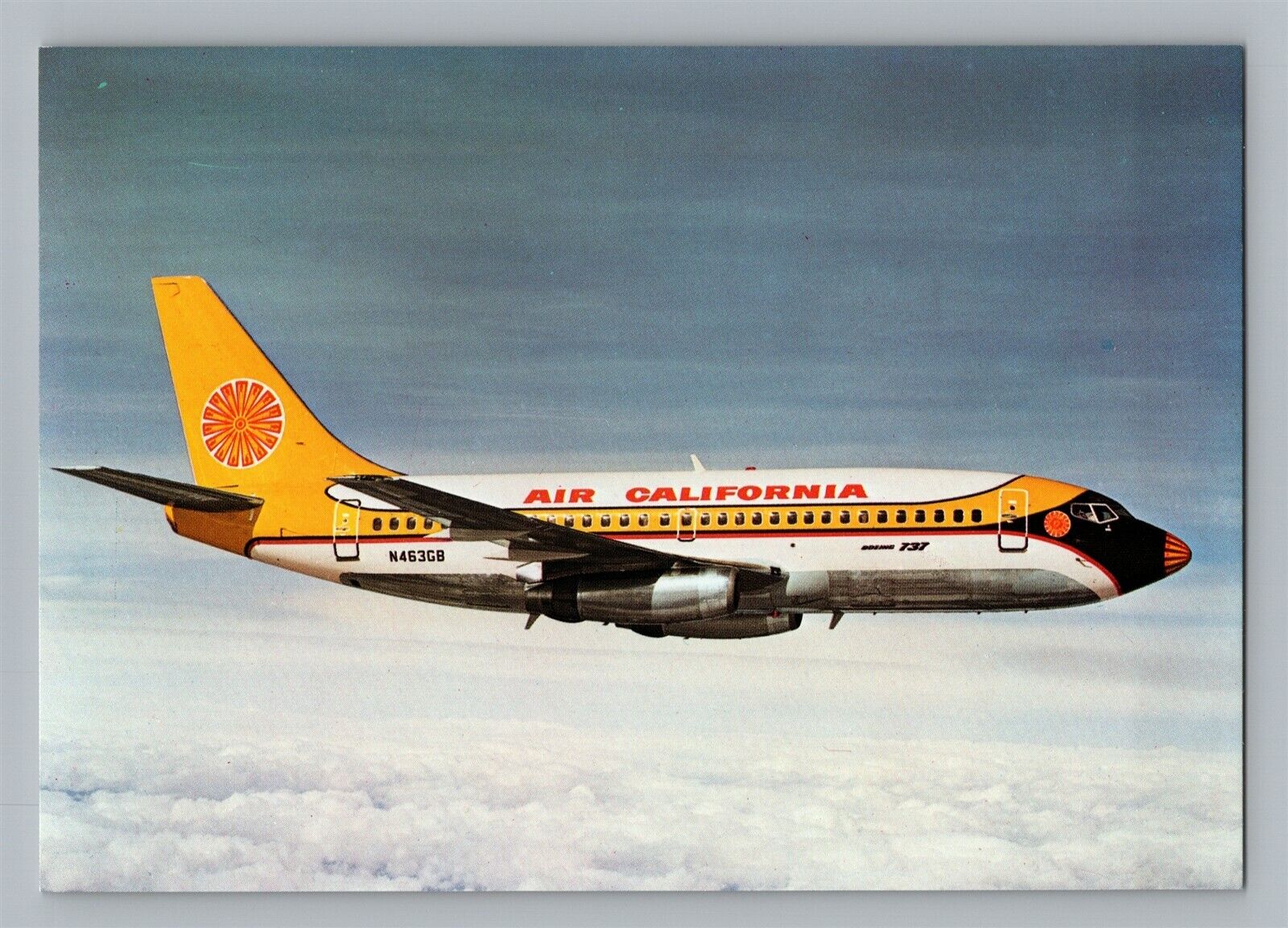 Airplane Postcard Air California Airlines Sunjet Boeing 737-293 AD13